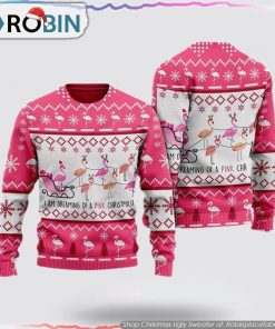 Pink Christmas Flamingo Santan Christmas Ugly Sweater Gifts For Pet Lover