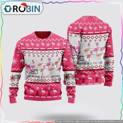 Pink Christmas Flamingo Santan Christmas Ugly Sweater Gifts For Pet Lover