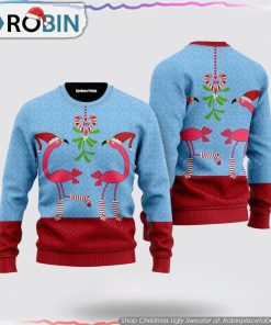 Pink Flamingos Christmas Funky Pattern Ugly Christmas Sweater