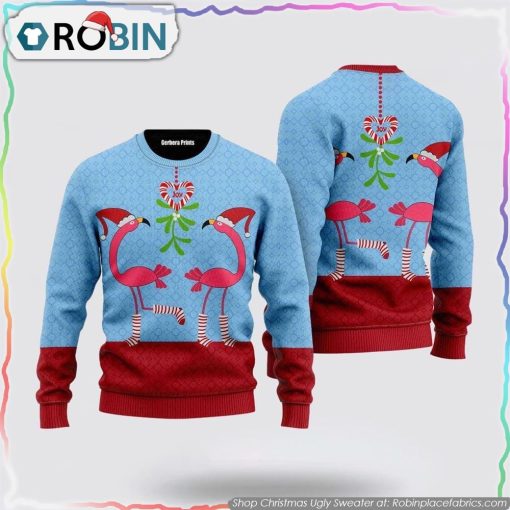 Pink Flamingos Christmas Funky Pattern Ugly Christmas Sweater
