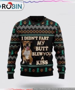 Pit Bull A Kiss Christmas Ugly Sweater Pet Lover Christmas Sweater