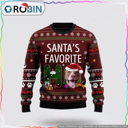 Pit Bull Favorite Ho Christmas Ugly Sweater Pet Lover Christmas Sweater
