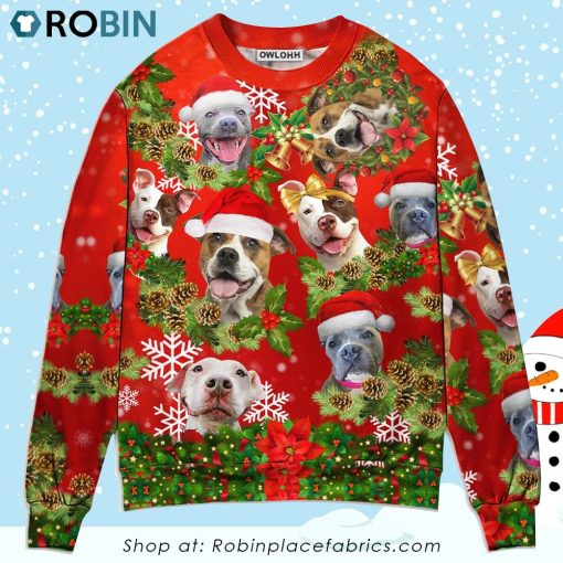 Pitbull Christmas Pitbulls Are Family Christmas Ugly Sweater, Sweatshirt