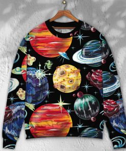 Planet Black Art Style Christmas Ugly Sweater, Sweatshirt