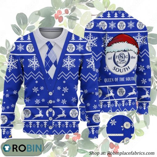 Queen of the South FC Scottish Professional Football League Ugly Christmas Sweater
