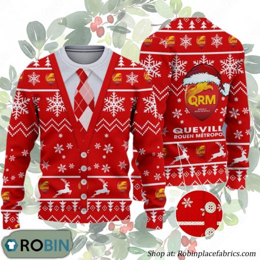 Quevilly Rouen Metropole Ligue 1 & Ligue 2 Ugly Christmas Sweater