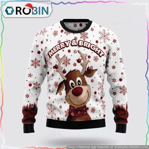 Reindeer Merry & Bright Ugly Christmas Sweater Gifts For Pet Lover