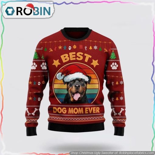 Rottweiler Best Dog Mom Ever Christmas Ugly Sweater Dog Lover Christmas Sweater