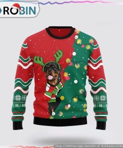 Rottweiler Christmas Tree Christmas Ugly Sweater Pet Lover Christmas Sweater