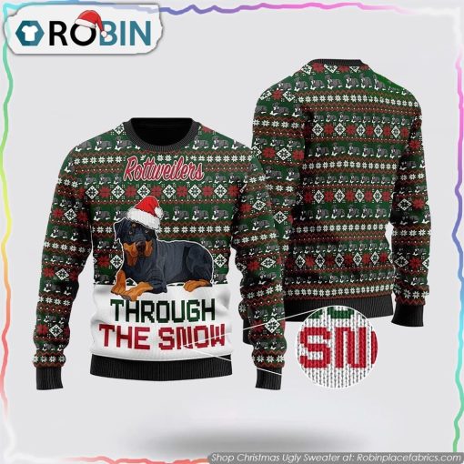 Rottweilers Through The Snow Christmas Ugly Sweater Pet Lover Christmas Sweater
