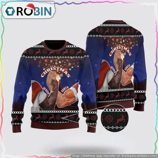 Santa And Jesus Christmas Ugly Christmas Sweater Gifts For Christians
