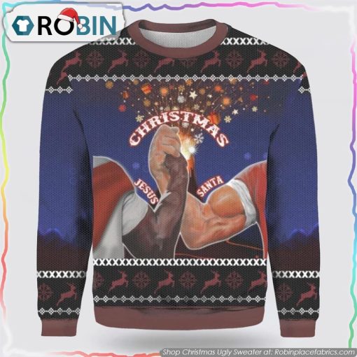 Santa And Jesus Ugly Christmas Sweater