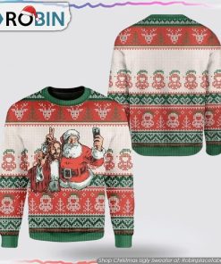 Santa And Jesus Ugly Christmas SweaterAdult Gifts For Christians