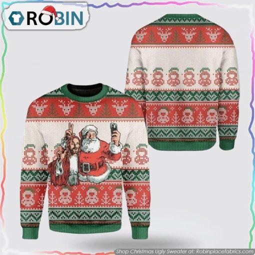 Santa And Jesus Ugly Christmas SweaterAdult Gifts For Christians