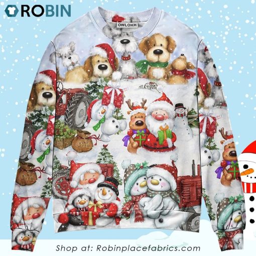 Santa And Snowman Christmas Happy Together Ugly Christmas Sweater