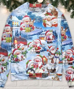 Santa And Snowman Christmas Holiday Ugly Christmas Sweater
