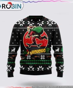 Santa Claus Skateboard Ugly Christmas Sweater