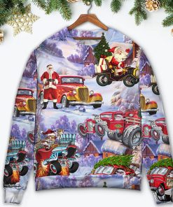 Santa Hot Rod Christmas Tree Merry Xmas Ugly Christmas Sweater