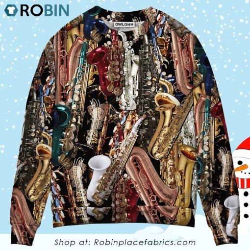 Saxophone I Don’t Need Therapy I Just Need Saxophone Christmas Ugly Sweater, Sweatshirt