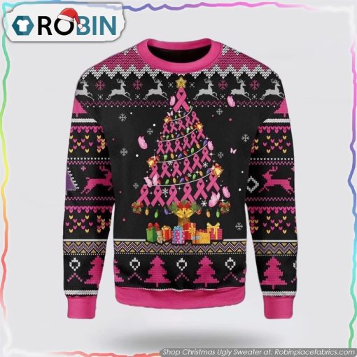Shop Breast Cancer Awareness Ugly Christmas Sweater Christmas Gifts For Survivors