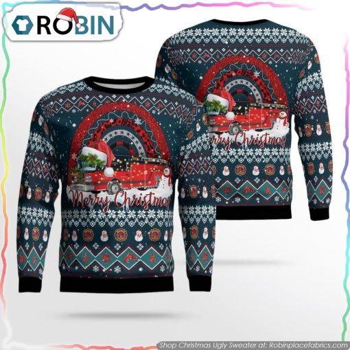 Shop The City Of La Crosse Fire Department 3D Ugly Christmas Sweater Christmas Gifts For Firefighters