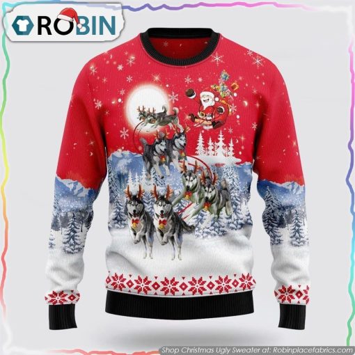 Siberian Husky Santa Claus Ugly Christmas Sweater