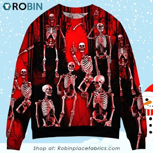 Skull Action Figure Sweater Christmas Ugly Sweater, Sweatshirt