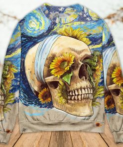 Skull And Sunflower Vintage Amazing Starry Night Ugly Christmas Sweater