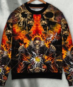 Skull Biker Crazy Art Style Sweater Christmas Ugly Sweater, Sweatshirt