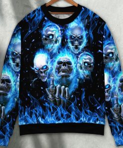 Skull Blue Skull Angry Style Sweater Ugly Christmas Sweater