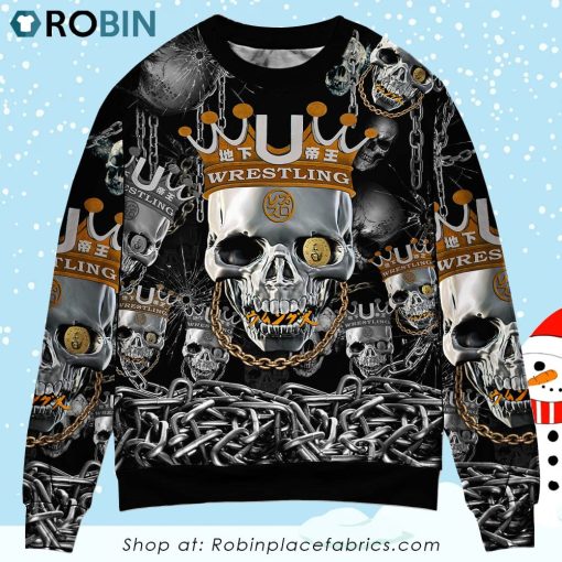 Skull Blue Smoke Flaming Sweater 3D Printed Christmas Ugly Sweater