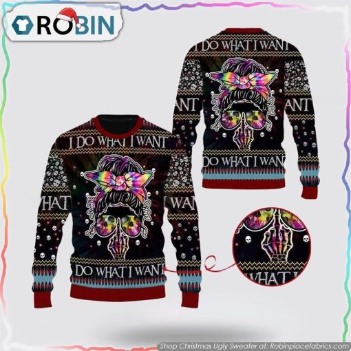 Skull Christmas Ugly Sweater All Over Print Sweatshirt I Do What I Want