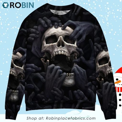 Skull Dark Screaming Hell’s Hand Ugly Christmas Sweater