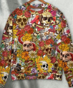 Skull Day Of The Dead Flower Skull Sweater Ugly Christmas Sweater