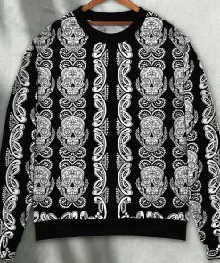Skull Diamond Pattern Black And White Sweater Ugly Christmas Sweater