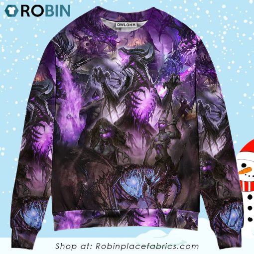 Skull Dragon Love Life Purple Ugly Christmas Sweater