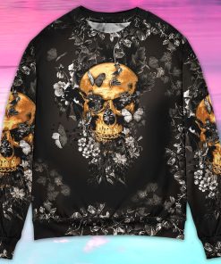 Skull Flowers Grow Out Of Dark Moments Christmas Ugly Sweater, Sweatshirt