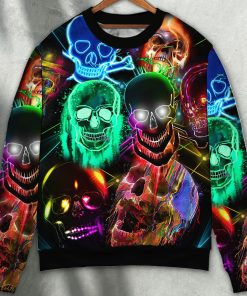 Skull Glowing Colorful Style Sweater Christmas Ugly Sweater, Sweatshirt