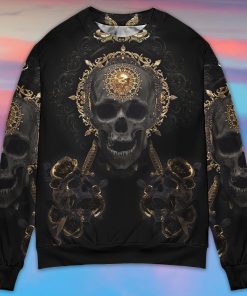 Skull Golden Skull True King Stay True Till Death Christmas Ugly Sweater, Sweatshirt