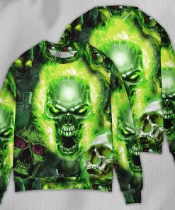 Skull Green Fear No Man Christmas Ugly Sweater, Sweatshirt