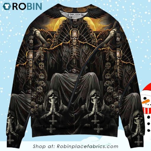 Skull Grim Reaper Dark Christmas Ugly Sweater, Sweatshirt