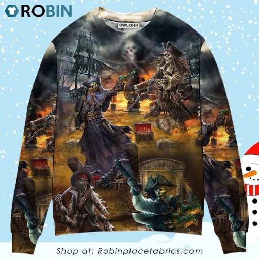 Skull Hunting Treasure Journey Christmas Ugly Sweater, Sweatshirt