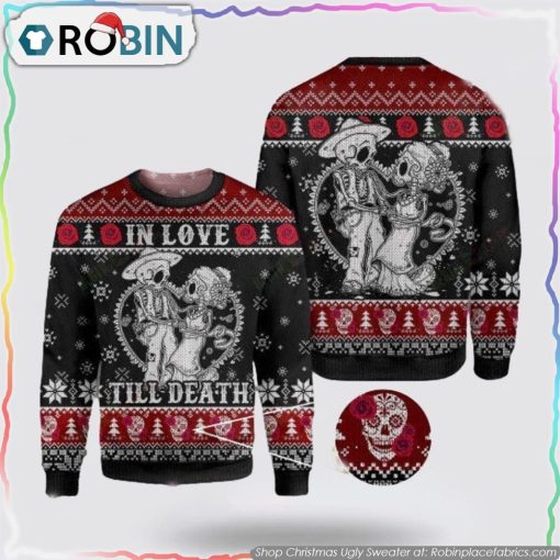 Skull In Love Till Death Ugly Sweater Spooky Romance For A Bold Fashion Statement