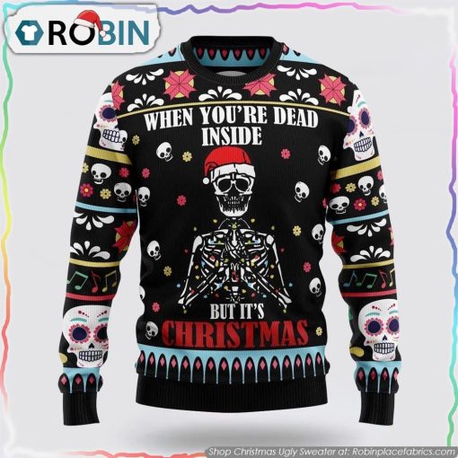 Skull Inside Christmas Ugly Sweater Festive Attire For Men And Women