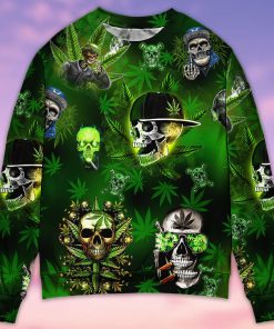 Skull Let’s Get High Green Ugly Christmas Sweater