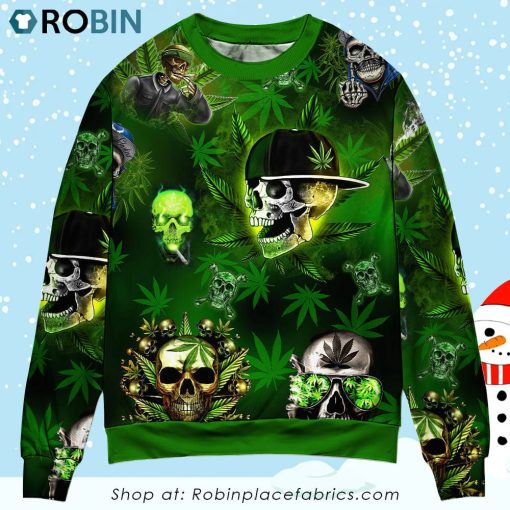 Skull Let’s Get High Style Sweater Christmas Ugly Sweater, Sweatshirt