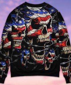 Skull Love America Forever Christmas Ugly Sweater, Sweatshirt