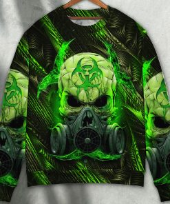 Skull Mask Green Lighting Sweater Ugly Christmas Sweater