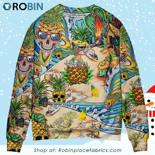 Skull Pineapple Fruit Amazing Ugly Christmas Sweater