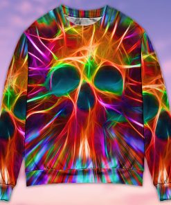 Skull Rainbow Color Love Cool Style Christmas Ugly Sweater, Sweatshirt